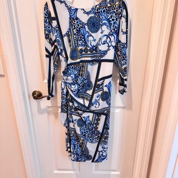 Peter Nygard Woman's XL Blue Art Design Dress - Picture 7 of 15
